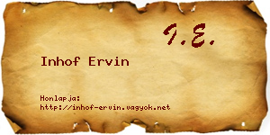 Inhof Ervin névjegykártya